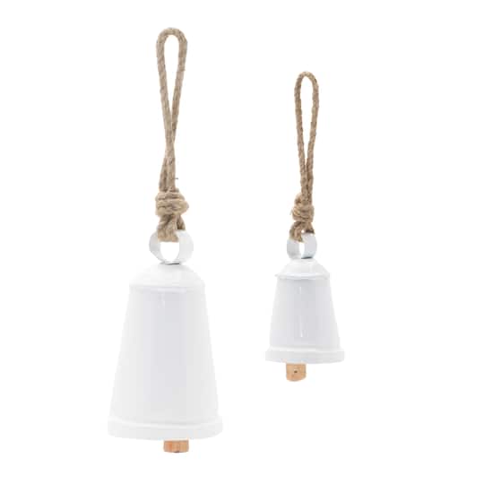 Rustic Metal Bell Ornament Set By Melrose in White | Michaels®